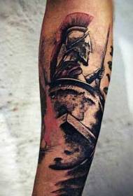 Slika ruke boje vintage stila Spartan ratnik tetovaža slika