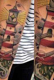 Stile d'illustrazione di braccia di faro in culori è tatuaggi ondulati