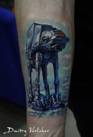 Arm illustration style color star warfare AT-AT tattoo pattern