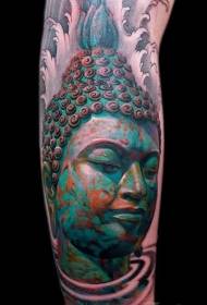 Rokas krāsas iespaidīgā Budas statujas tetovējuma statuja