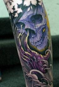 Boka ázsiai stílusú színes ördög koponya tetoválás minta
