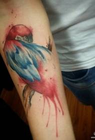 Kleine arm splash inkt kleurrijke papegaai tattoo patroon