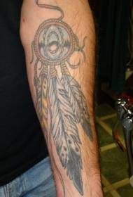 Arm color dream catcher feather tattoo pattern