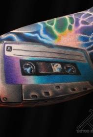 Arm color realistic tape and lightning tattoo pattern