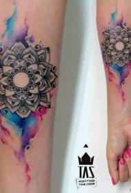 Arm Brahman color splash ink tattoo pattern