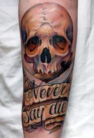 Arm new school style color realistic skull tattoo pattern