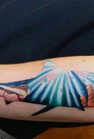 Arm color shark image tattoo pattern