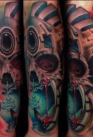 Arm illustration style colorful devil mask tattoo pattern