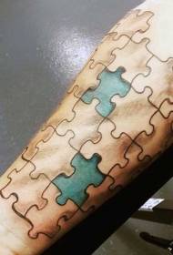 Arm simple color puzzle tattoo pattern