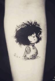 Personatge de dibuixos animats braç patró de tatuatge gris negre