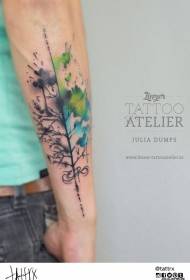 Small arm splash ink color tree tattoo pattern