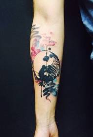 Wapen zelfgemaakte aquarel stijl yin en yang roddel tattoo patroon