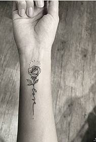 Small arm European and American small fresh line rose tattoo pattern