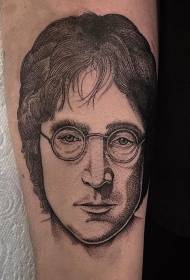 bristle barbed style black Lennon portrait tattoo pattern