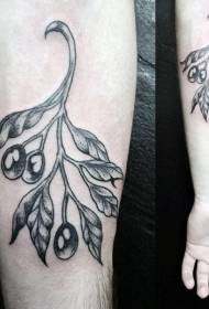 arm black olive branch tattoo pattern