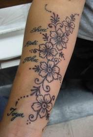 Female arm black and white pattern tattoo pattern