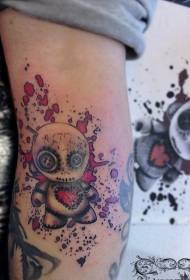 ຮູບເງົາເລື່ອງຕະຫຼົກທີ່ມີສີສັນທີ່ຫນ້າຢ້ານກົວຂອງແຂນສີຂາວ tattoo voodoo doll