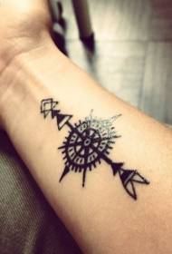 Arm big black ink compass tattoo pattern