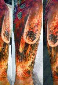 Arm dreamy realistic color meteor shower tattoo pattern