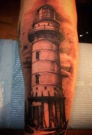 Arm Realism Style Realistic Big Lighthouse Tattoo Pattern