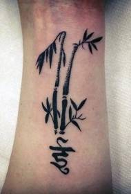 Wrist Asian Oriental Bamboo and Character Black Tattoo Pattern