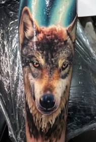 Armfarge realistisk ulvehode tatoveringsmønster