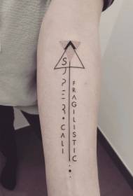 Lille arm ser meget mystisk sort geometrisk figur ud med tekst tatoveringsmønster 109203-sort linje stil rundt dekorative tatoveringsmønster