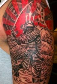 Braç patró de tatuatge de guerrer enfadat en estil asiàtic