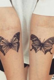 Small arm black gray butterfly tattoo pattern