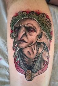 Monster portretni tetovaža uzorak u filmu ruku