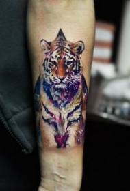 Modello di tatuaggio colorato tigre in stile realistico di braccio