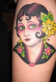 Arm värikäs geisha tatuointi malli