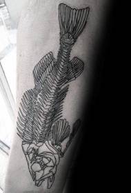 بازو کی لکیروں کے ساتھ سپر فائن مچھلی کی ہڈی ٹیٹو پیٹرن