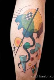 Arm new school style colorful geometric tattoo pattern