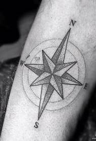 Arm point pricking compass tattoo pattern