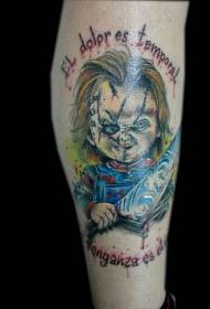 Arm color horror movie color mad doll tattoo pattern