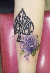 Varsi lapio totem ja akvarelli violetti ruusu tatuointi malli