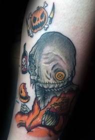 Arm new style colorful pumpkin funny monster tattoo