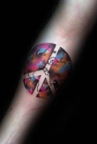 Рака-пацифички симбол боја светска мапа шема за тетоважа