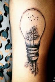 Small arm black gray light bulb plant tattoo pattern