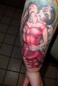 Arm color vampire and his victim tattoo pictures