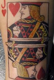 Arm color playing card jack heart tattoo pattern