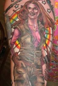 Rankos spalvos moters tatuiruotės modelis