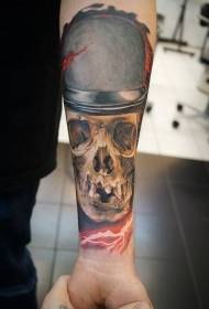 Arm realistic color skull tattoo pattern