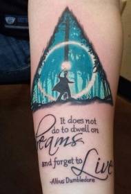 Arm color Harry Potter theme tattoo pattern