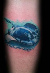 Geschilderd onderwater wereld inktvis geschilderd tattoo patroon