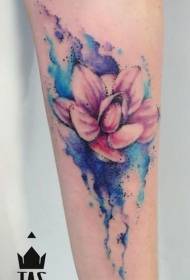 Ankle lotus splash tinta pittata mudellu di tatuaggio