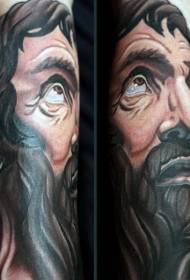 Arm color religious man portrait tattoo pattern