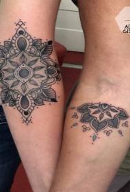 couple arm Hindu style black van Gogh tattoo pattern