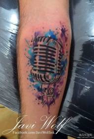 Small arm microphone color splash ink tattoo pattern